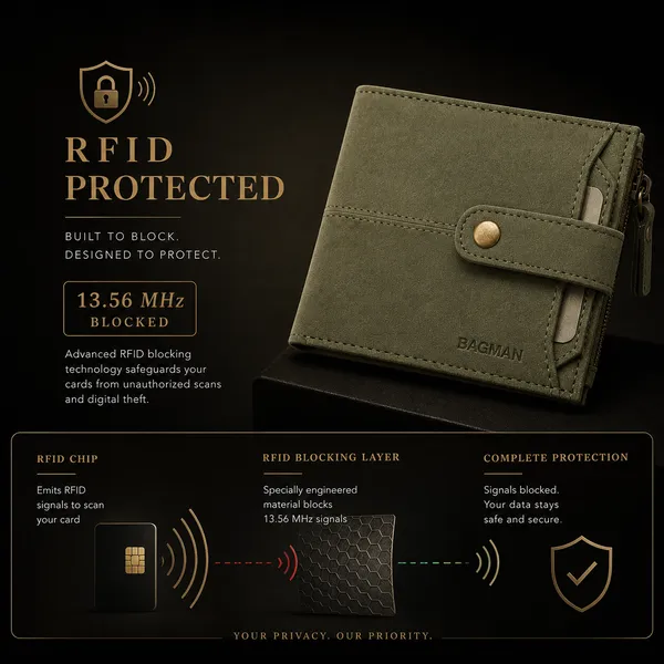 Olive_Green_Genuine_Leather_Bi-Fold_Wallet_With_Zipper_For_Men