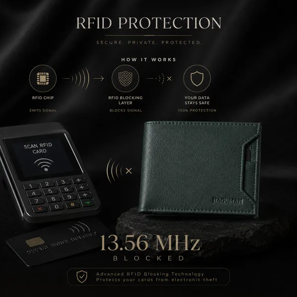 Dark_Green_Textured_Genuine_Leather_Bi-Fold_Wallet_For_Men