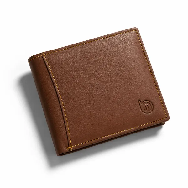 Tan_Genuine_Leather_Contrast_Stitch_Bi-Fold_Wallet_For_Men