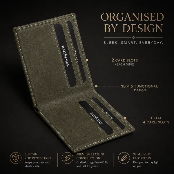 Olive_Green_Genuine_Leather_Slim_Bi-Fold_Wallet_For_Men