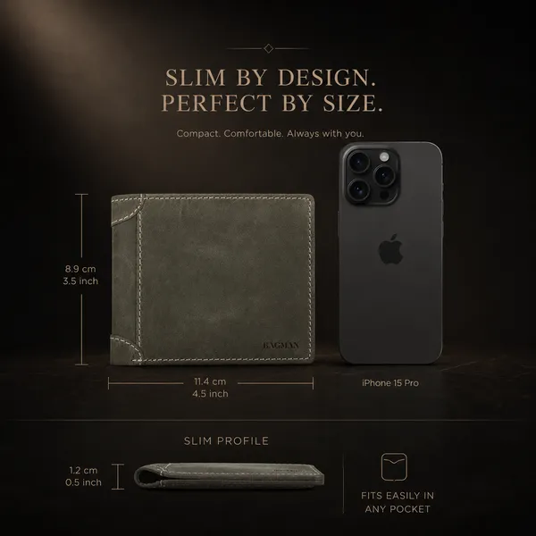 Grey_Genuine_Leather_6_Slot_Bi-Fold_Card_Wallet_For_Men