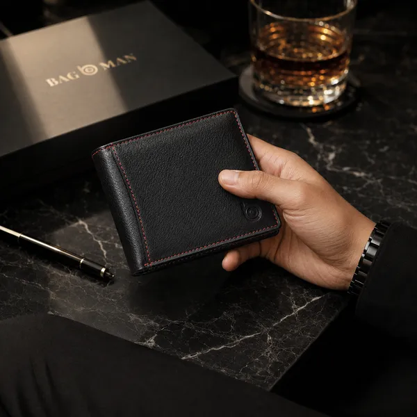 Black_Textured_Leather_Contrast_Stitch_Bi-Fold_Wallet_For_Men