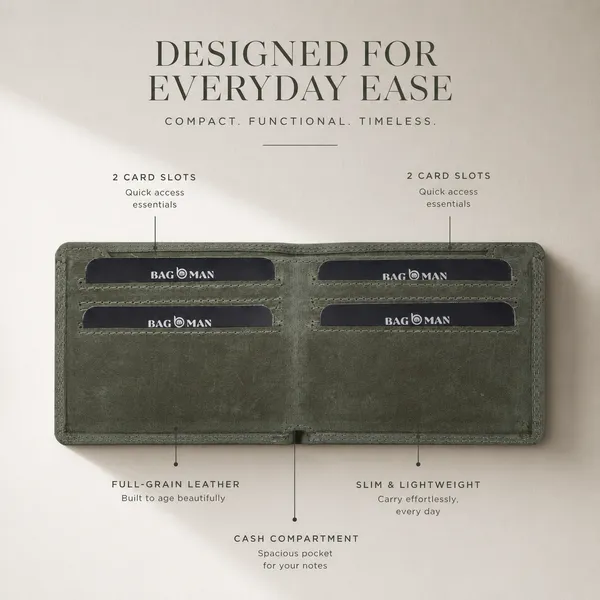 Olive_Green_Genuine_Leather_Textured_Bi-Fold_Wallet_For_Men