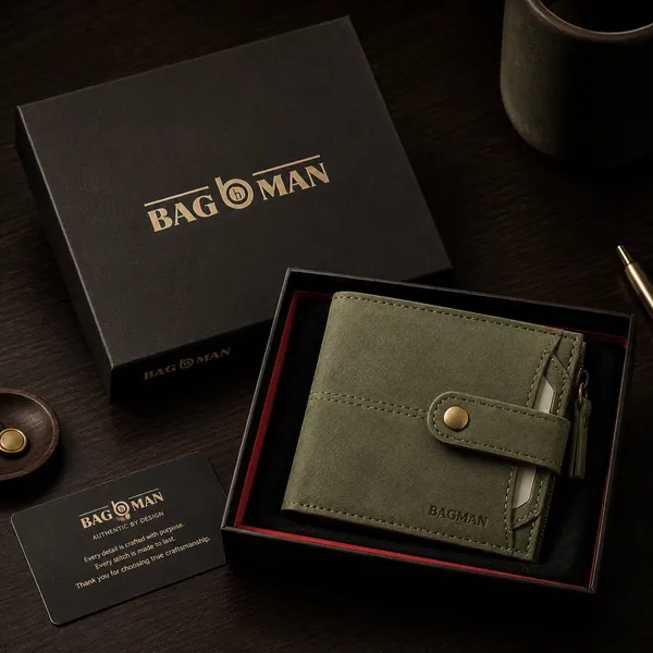 Olive_Green_Genuine_Leather_Bi-Fold_Wallet_With_Zipper_For_Men