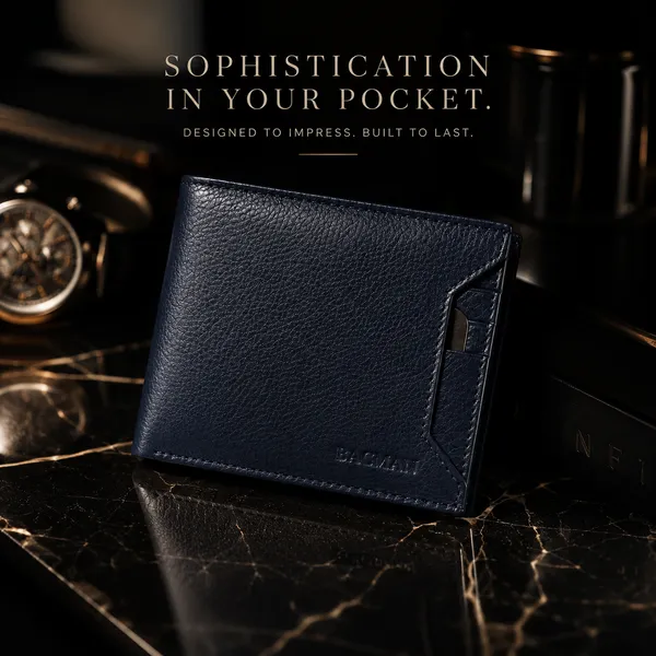 Blue_Textured_Genuine_Leather_Bi-Fold_Wallet_For_Men