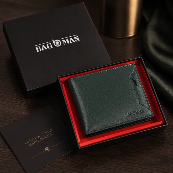 Dark_Green_Textured_Genuine_Leather_Bi-Fold_Wallet_For_Men