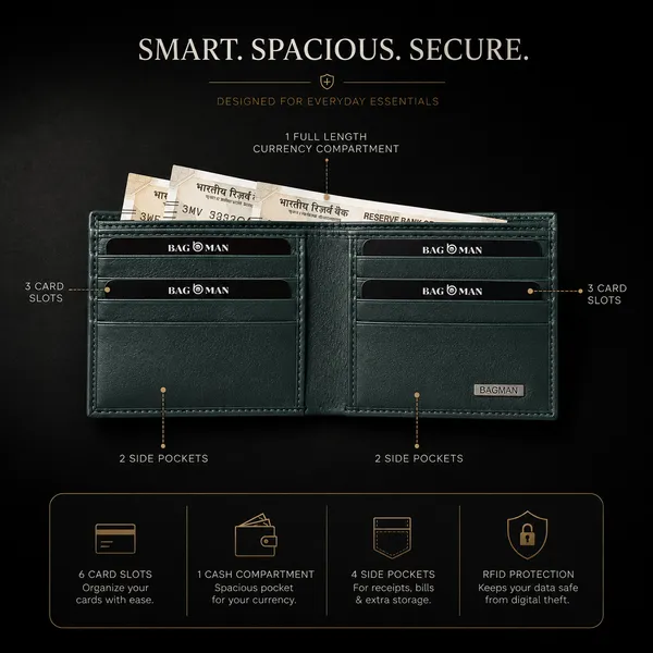 Green_Genuine_Leather_Bi-Fold_Wallet_For_Men