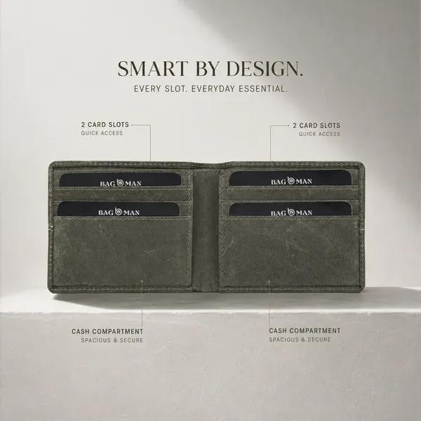 Olive_Green_Genuine_Leather_Bi-Fold_Wallet_For_Men
