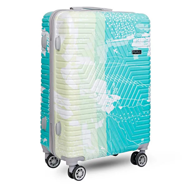 Turquoise_And_Cream_Geometric_Print_Hard_Shell_Trolley_Suitcase