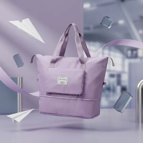 Lavender_Travel_Tote_Bag_With_Shoe_Compartment