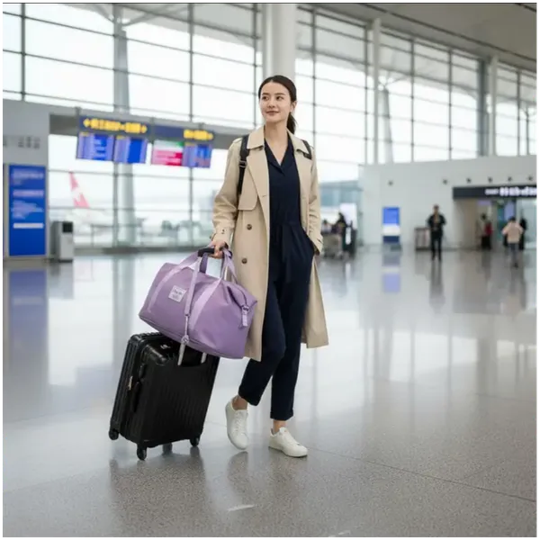 Lavender_Travel_Tote_Bag_With_Shoe_Compartment