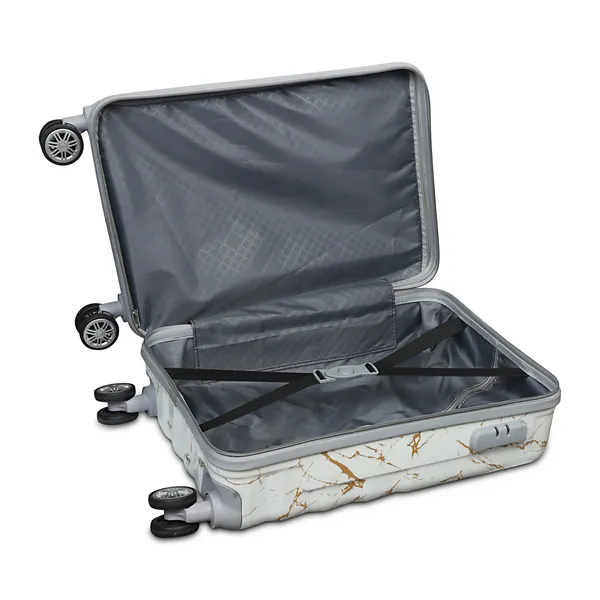 White_Marble_Print_4_Wheel_Trolley_Suitcase