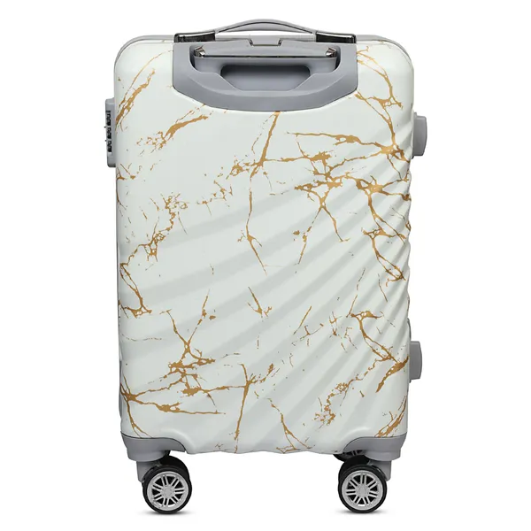 White_Marble_Print_4_Wheel_Trolley_Suitcase