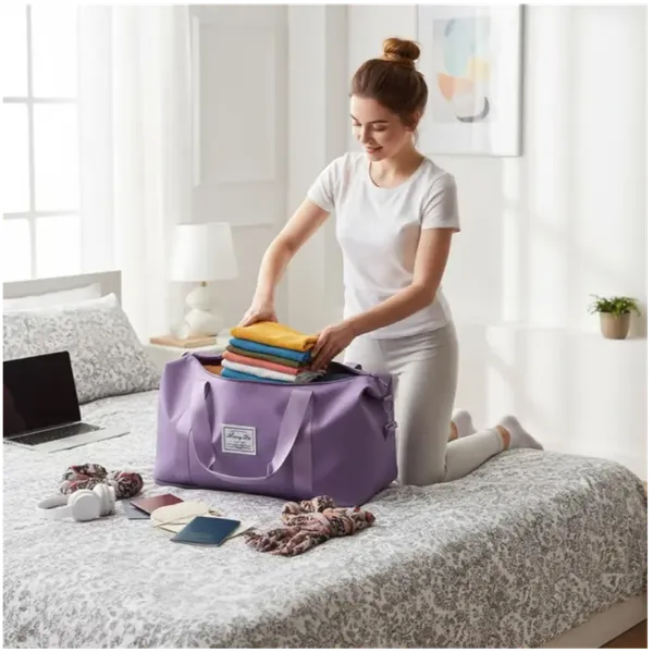 Lavender_Travel_Tote_Bag_With_Shoe_Compartment