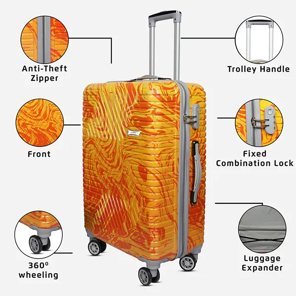 Orange_Patterned_Four_Wheel_Trolley_Suitcase