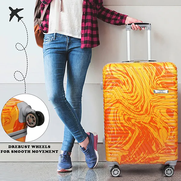 Orange_Patterned_Four_Wheel_Trolley_Suitcase