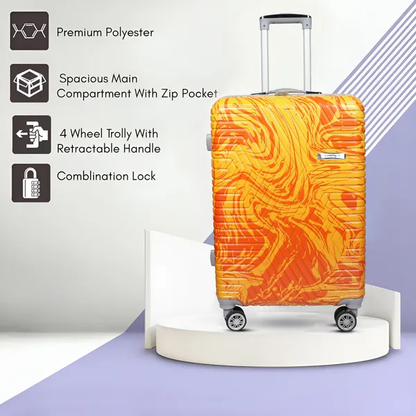 Orange_Patterned_Four_Wheel_Trolley_Suitcase