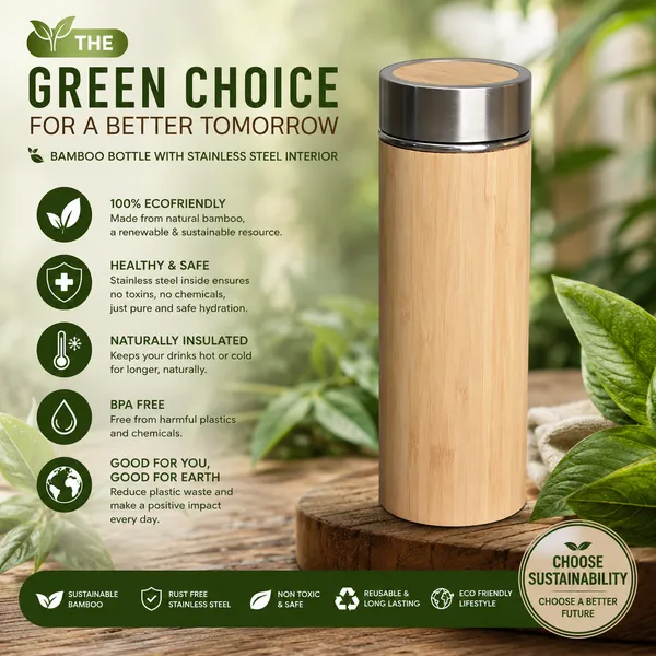 Bamboo_Finish_Stainless_Steel_450_Ml_Water_Bottle