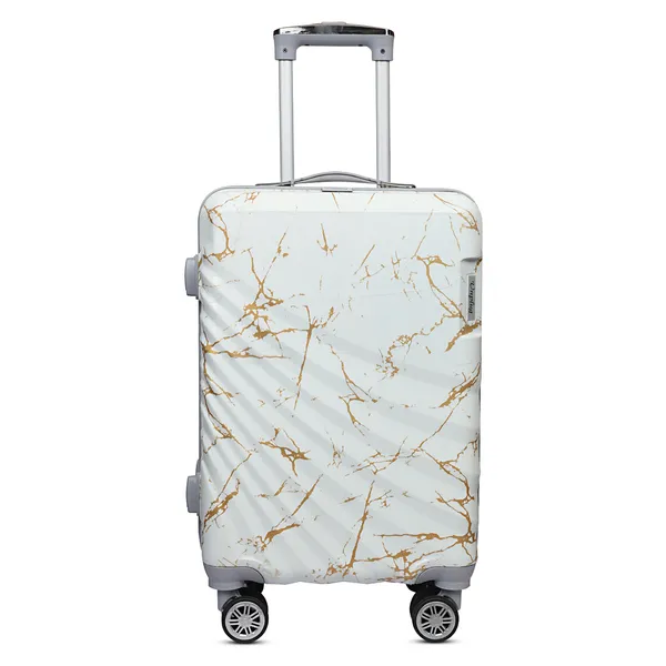 White_Marble_Print_4_Wheel_Trolley_Suitcase