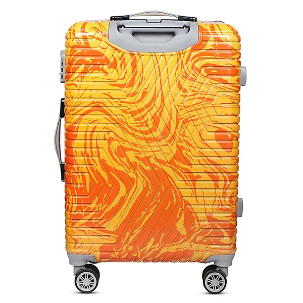 Orange_Patterned_Four_Wheel_Trolley_Suitcase