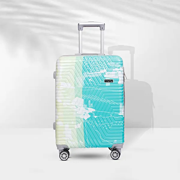 Turquoise_And_Cream_Geometric_Print_Hard_Shell_Trolley_Suitcase