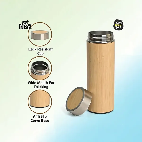 Bamboo_Finish_Stainless_Steel_450_Ml_Water_Bottle