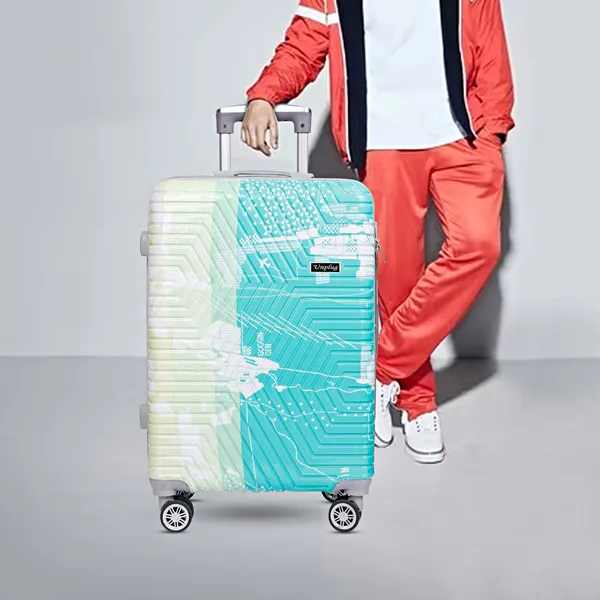 Turquoise_And_Cream_Geometric_Print_Hard_Shell_Trolley_Suitcase