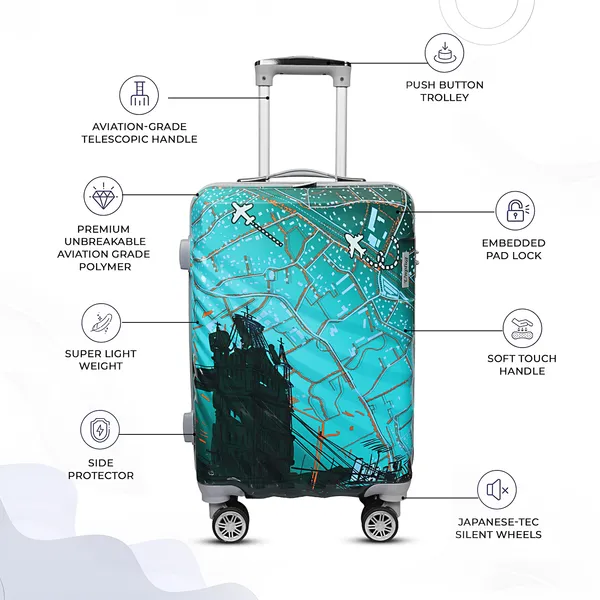 Turquoise_Printed_Hard_Shell_Spinner_Suitcase