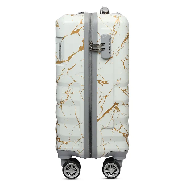 White_Marble_Print_4_Wheel_Trolley_Suitcase