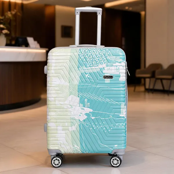 Turquoise_Pc_Abs_Geometric_Print_Hard_Shell_Spinner_Trolley_Suitcase