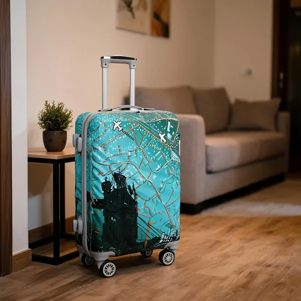 Turquoise_Pc_Abs_City_Map_Print_Hard_Shell_Spinner_Trolley_Suitcase