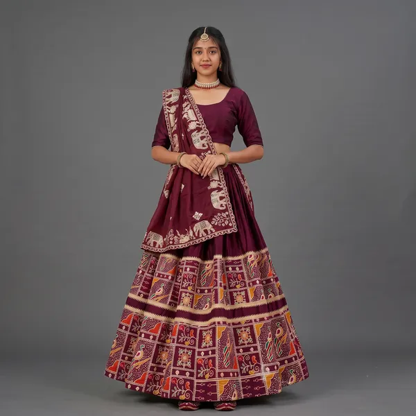 Maroon_Microfiber_Digital_Print_Chaniya_Choli_For_Women