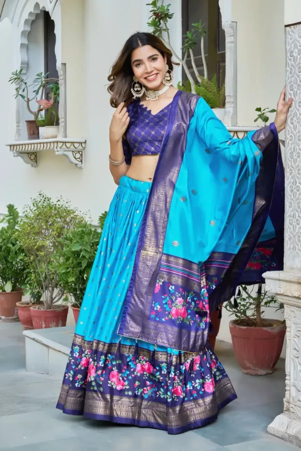 Blue_Heavy_Lichi_Fabric_And_Jacquard_Silk_Patola_Print_Lehenga_Choli_For_Wo_More