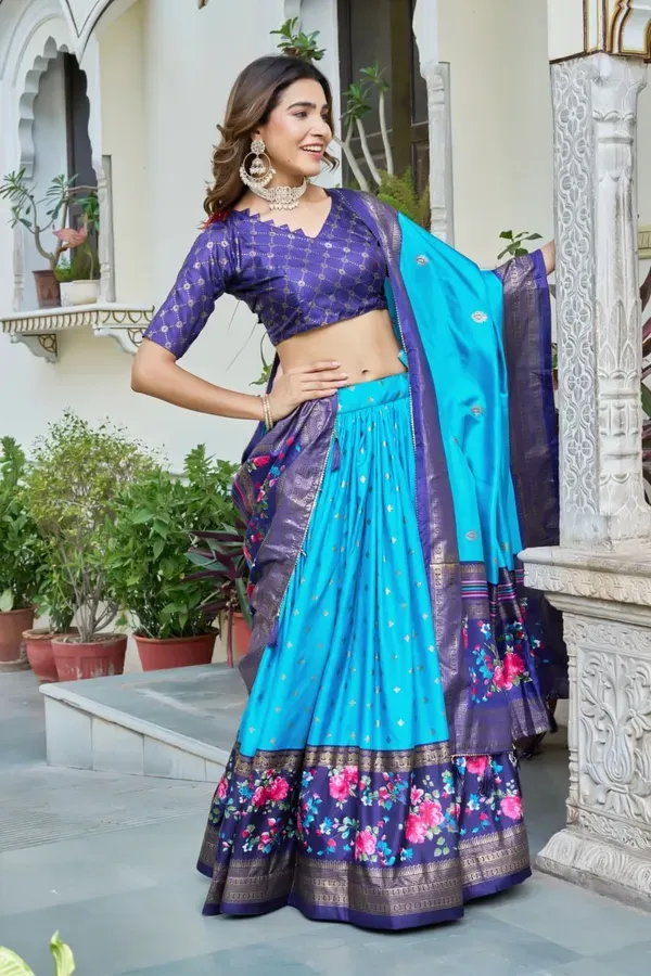 Blue_Heavy_Lichi_Fabric_And_Jacquard_Silk_Patola_Print_Lehenga_Choli_For_Wo_More