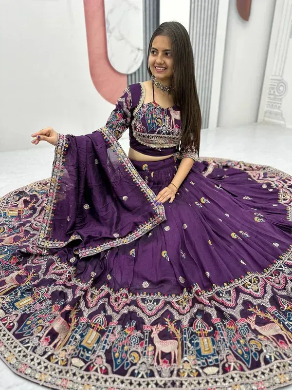 Purple_Heavy_Lichi_Fabric_And_Jacquard_Silk_Patola_Print_Lehenga_Choli_For_More