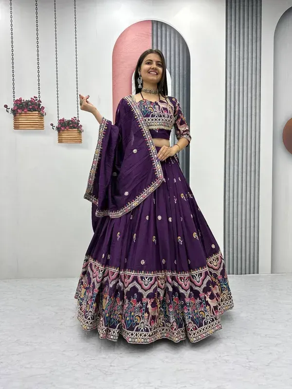 Purple_Heavy_Lichi_Fabric_And_Jacquard_Silk_Patola_Print_Lehenga_Choli_For_More