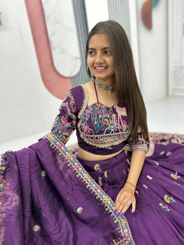 Purple_Heavy_Lichi_Fabric_And_Jacquard_Silk_Patola_Print_Lehenga_Choli_For_More