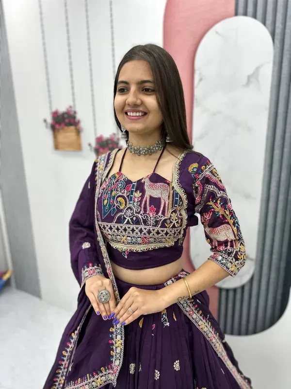 Purple_Heavy_Lichi_Fabric_And_Jacquard_Silk_Patola_Print_Lehenga_Choli_For_More