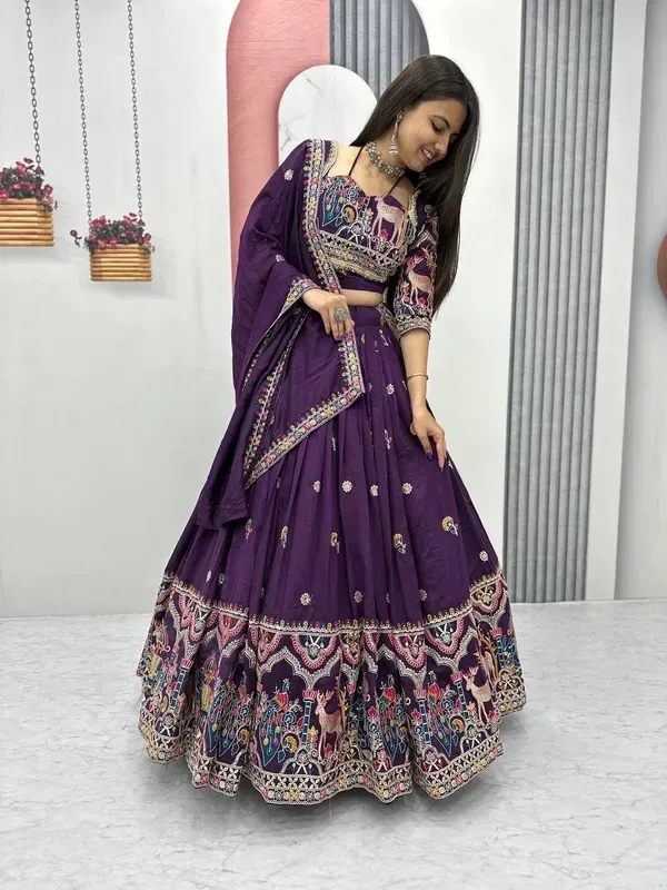 Purple_Heavy_Lichi_Fabric_And_Jacquard_Silk_Patola_Print_Lehenga_Choli_For_More