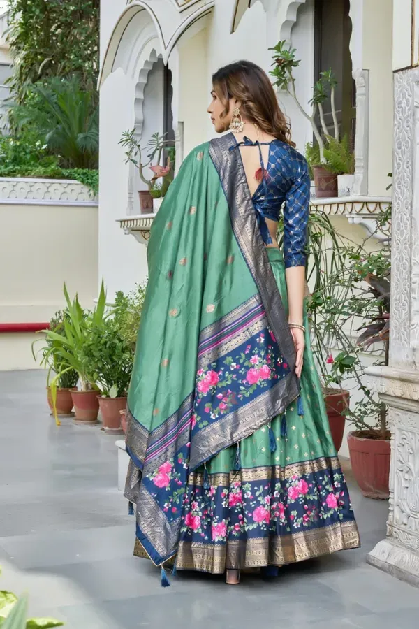 Green_And_Blue_Heavy_Lichi_Fabric_And_Jacquard_Silk_Patola_Print_Lehenga_Ch_More