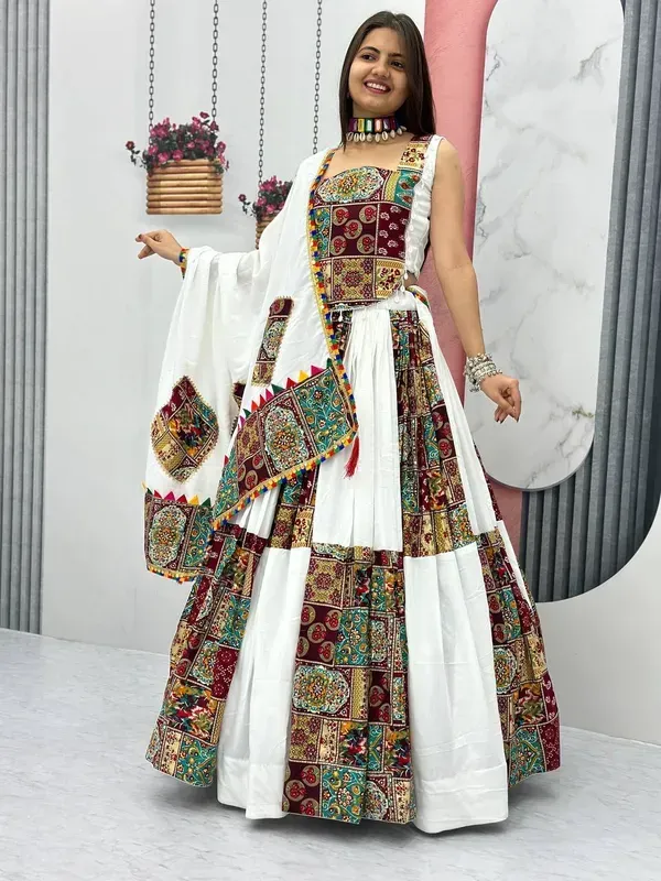 White_Heavy_Lichi_Fabric_And_Jacquard_Silk_Patola_Print_Lehenga_Choli_For_W_More