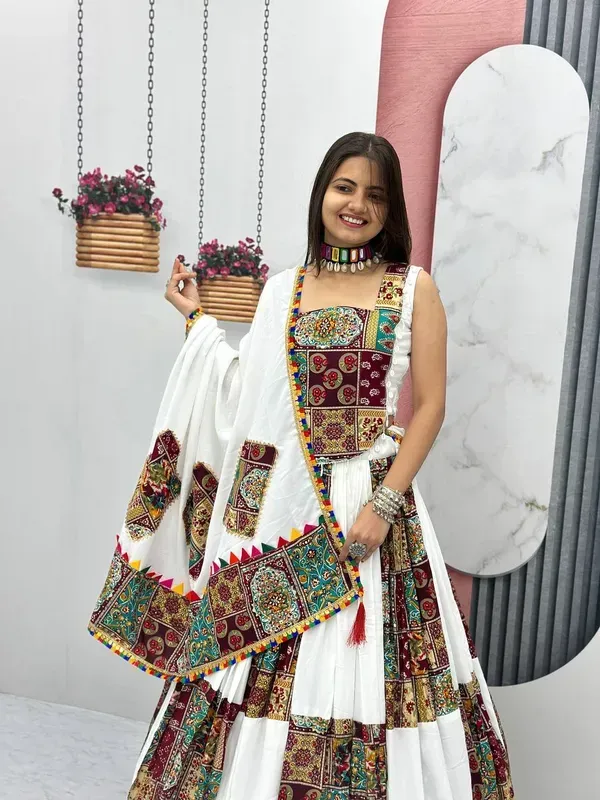 White_Heavy_Lichi_Fabric_And_Jacquard_Silk_Patola_Print_Lehenga_Choli_For_W_More