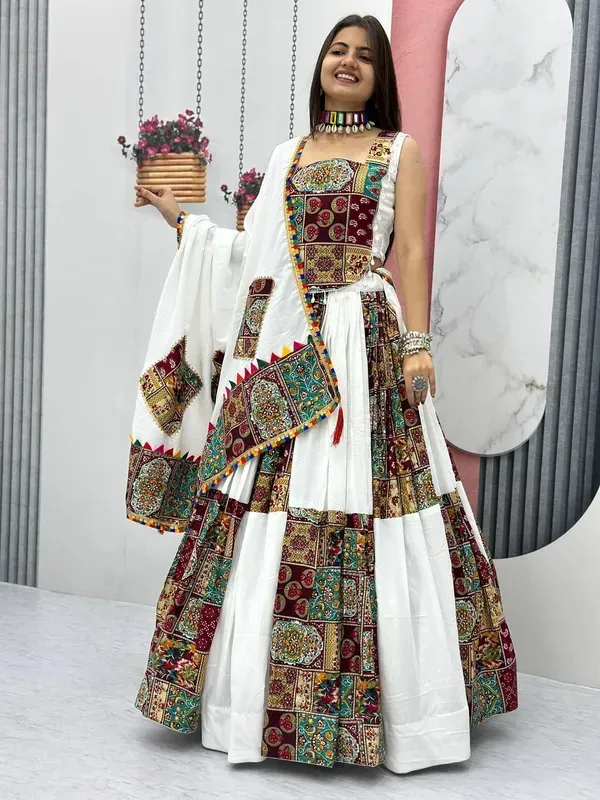 White_Heavy_Lichi_Fabric_And_Jacquard_Silk_Patola_Print_Lehenga_Choli_For_W_More