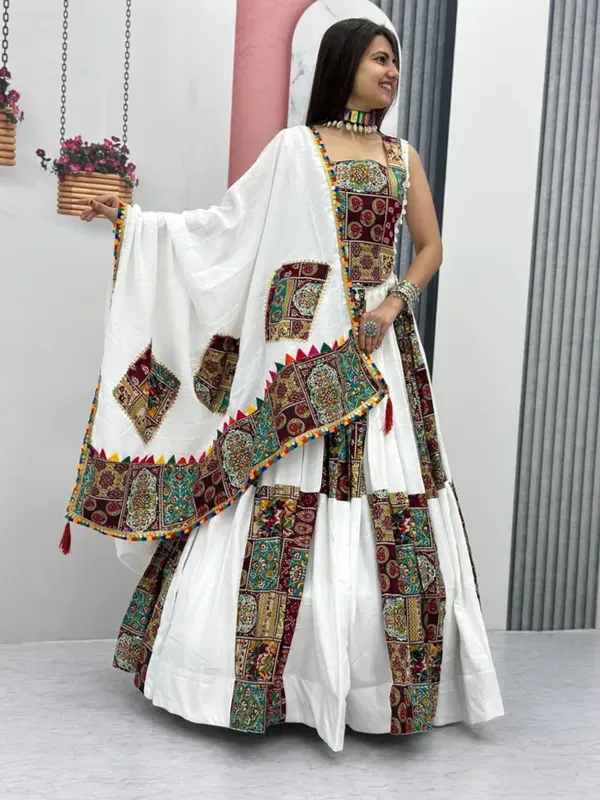 White_Heavy_Lichi_Fabric_And_Jacquard_Silk_Patola_Print_Lehenga_Choli_For_W_More