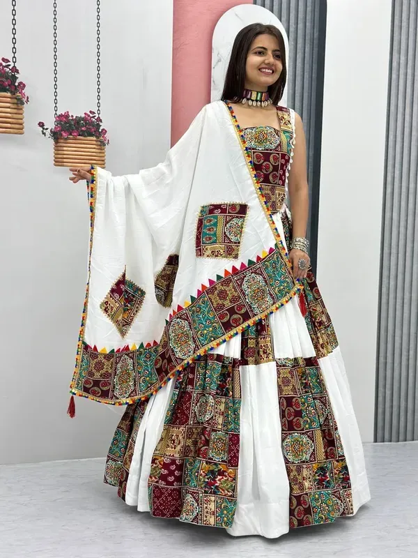 White_Heavy_Lichi_Fabric_And_Jacquard_Silk_Patola_Print_Lehenga_Choli_For_W_More