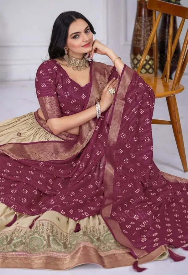 Cream_And_Purple_Heavy_Lichi_Fabric_And_Jacquard_Silk_Patola_Print_Lehenga_More