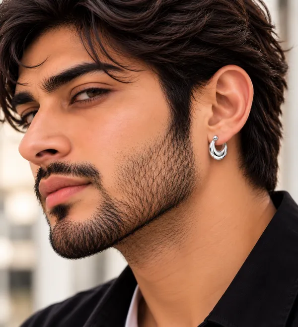 Silver_925_Pure_Silver_Hoop_Earrings_For_Men