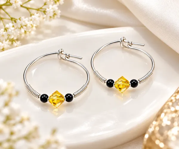Silver_And_Gold_Bead_Hoop_Earrings_For_Women