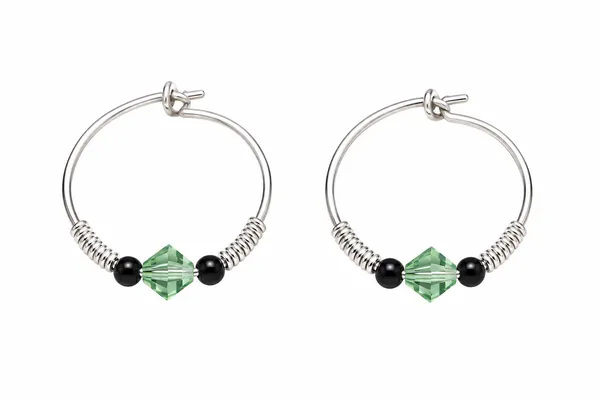 Silver_Green_Crystal_Bead_Hoop_Earrings_For_Women