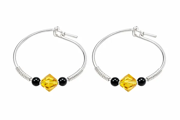 Silver_And_Gold_Bead_Hoop_Earrings_For_Women